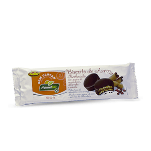 Biscoito de Arroz Recheado com Alfarroba e Canela coberto com chocolate sem Glúten Natural Life 40g
